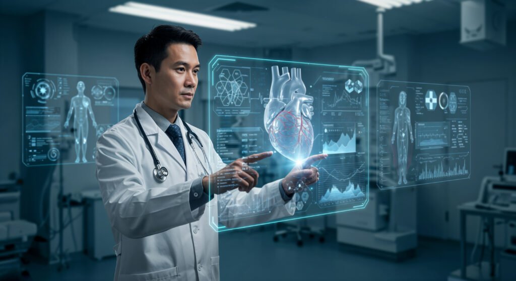 Doctor reviewing wearable health data remotely